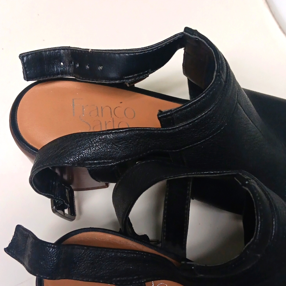 Franco Sarto Black Leather Slingbacks - Picture 2 of 5